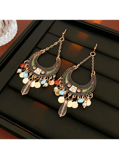 Earwish – Boho Moon Drop Tassel Earrings