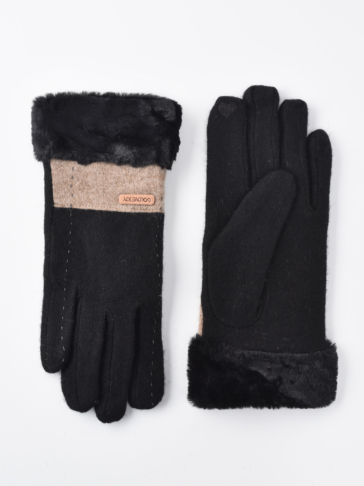 Gloving windproof blending gloves folded to show inner lining material