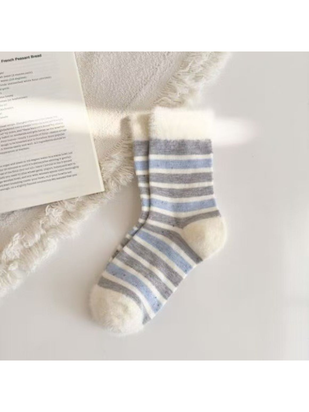 Rufia - Fuzzy Stripe Cozy Crew Socks