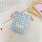 Cosbai - Gingham Padded Drawstring Pouch Bag