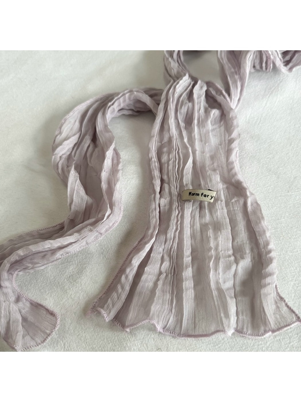 Scarvii - Pleated Solid Color Long Narrow Scarf