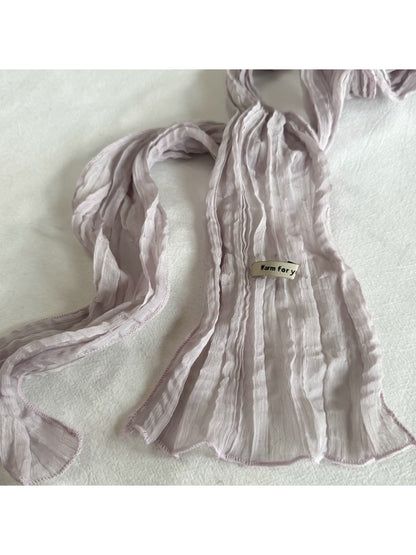 Scarvii - Pleated Solid Color Long Narrow Scarf