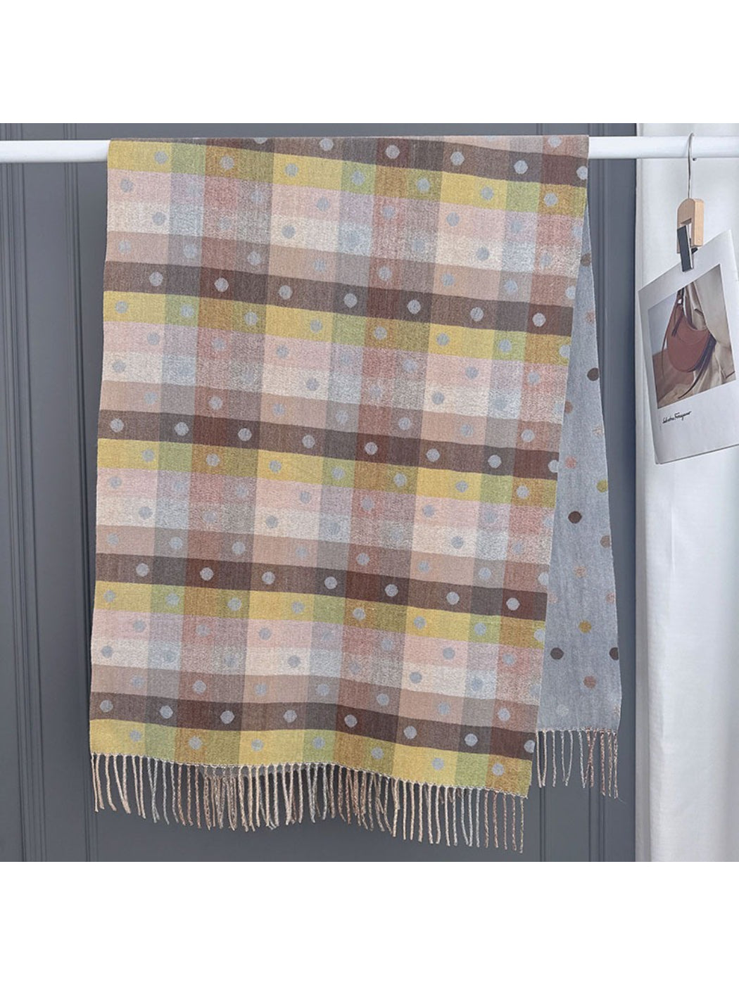 Scarvii - Reversible Soft Check Polka Scarf