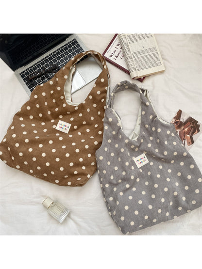 Cosbai - Polka Dot Soft Shoulder Tote Bag