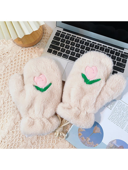 Gloving - Tulip Accent Plush Winter Mittens
