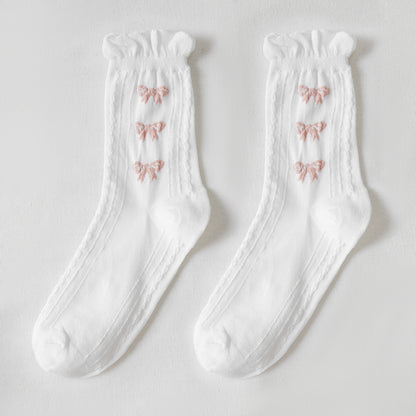 Rufia - White Rolled Edge Socks for Women