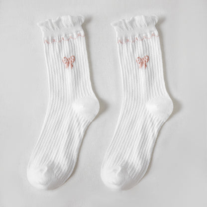 Rufia - White Rolled Edge Socks for Women