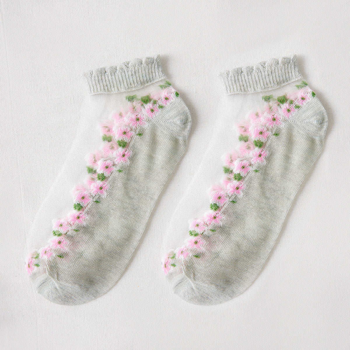 Rufia Floral Short Ankle Sheer Socks sock shape