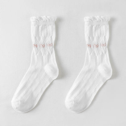 Rufia - White Rolled Edge Socks for Women