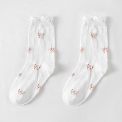 Rufia - White Rolled Edge Socks for Women