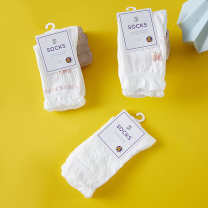 Rufia - White Rolled Edge Socks for Women