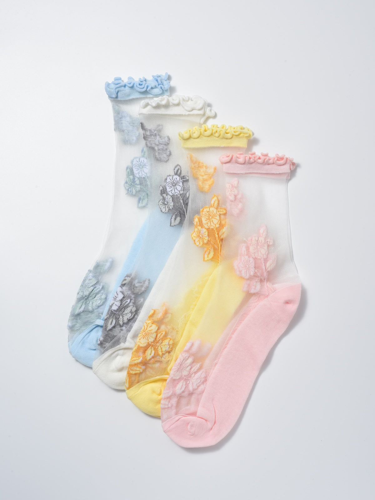 Rufia - Sheer Floral Embroidered Crew Socks product image 2