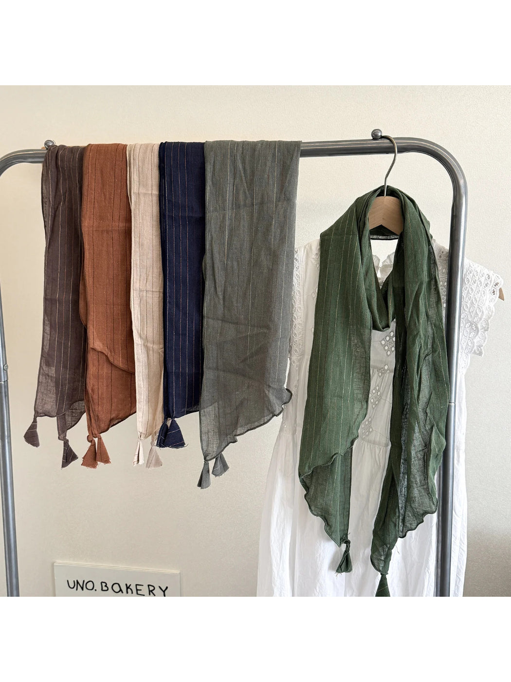 Scarvii - Stripe Tassel Lightweight Scarf