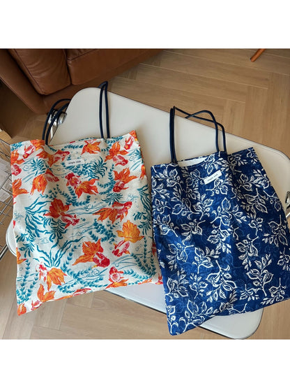 Cosbai - Ethnic Print Vertical Tote Bag