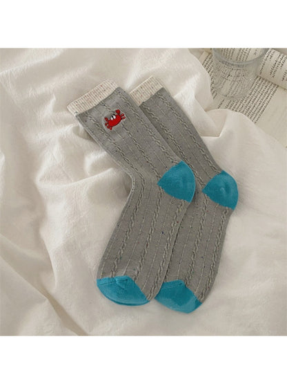 Rufia - Cute Crab Pattern Crew Socks