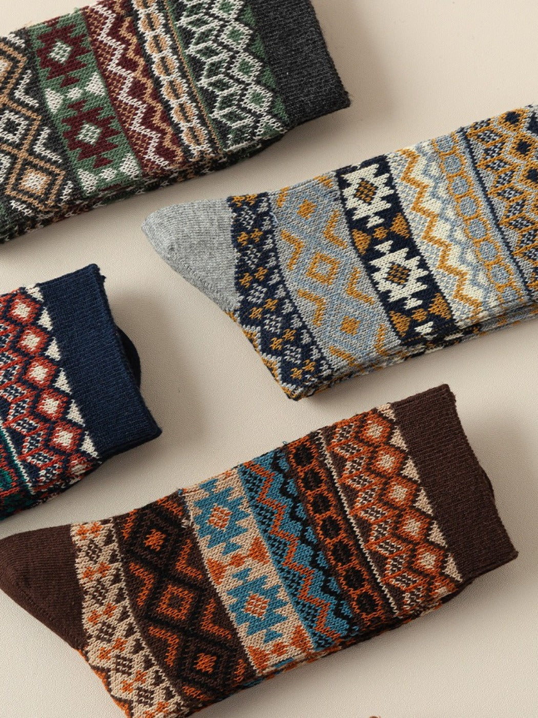 Rufia - Boho Retro Mid-Calf Winter Socks for Girls