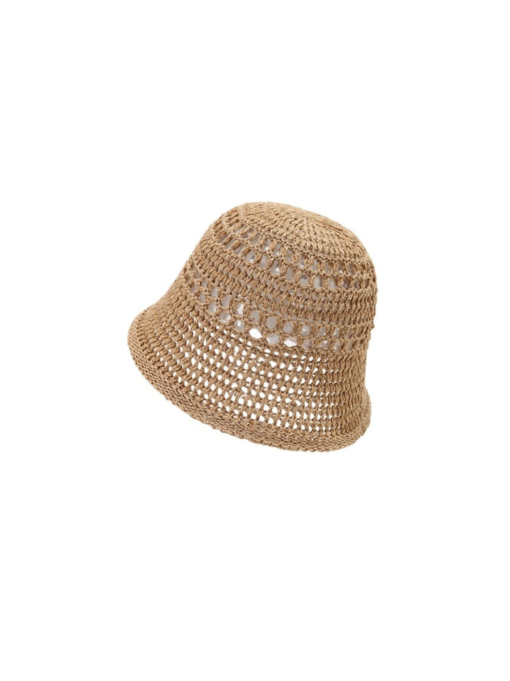 Side view of Haila casual mesh texture summer bucket hat in neutral tone