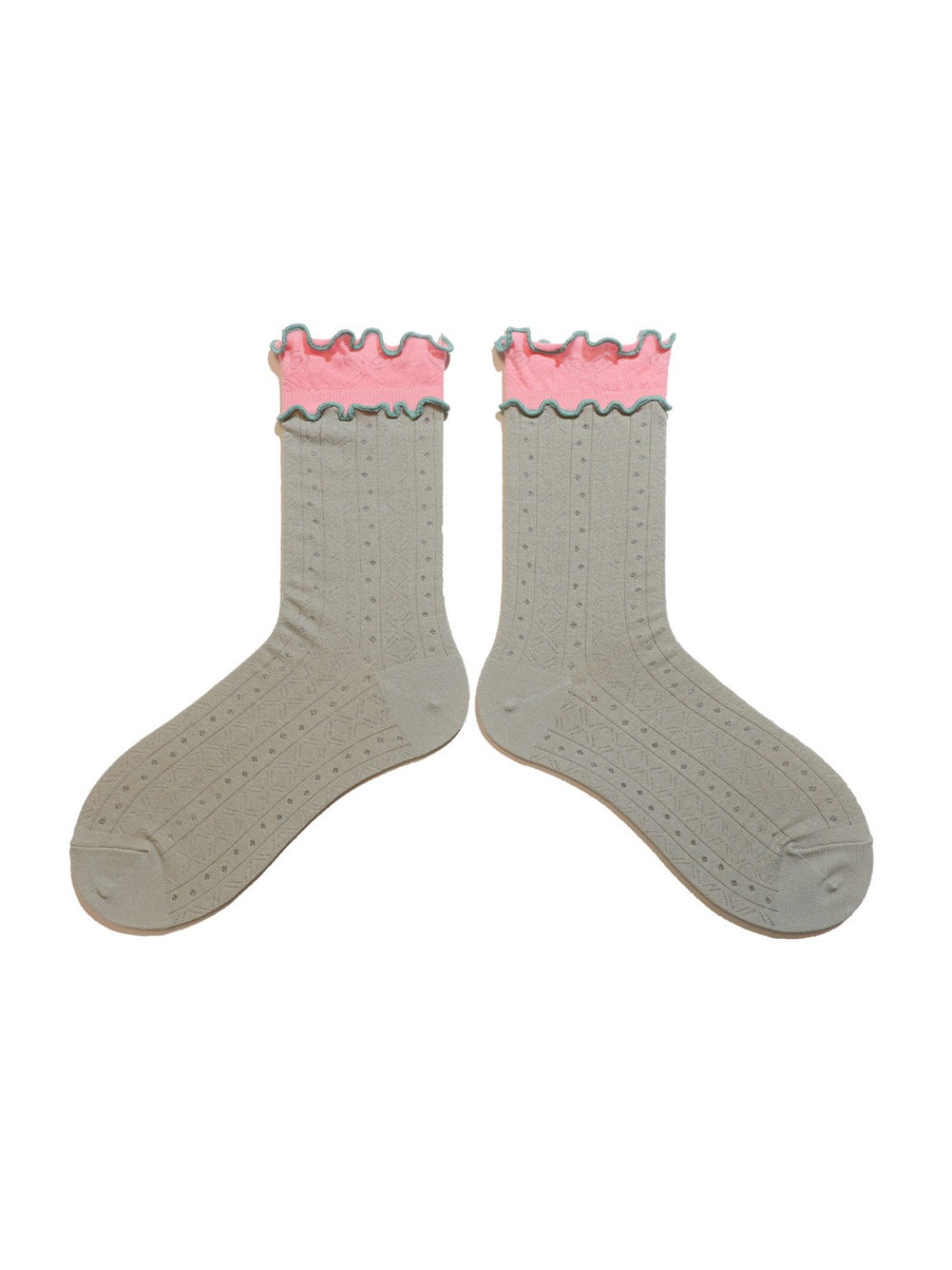 Rufia - Double-Layer Rainbow Colorblock Lace Ankle Socks