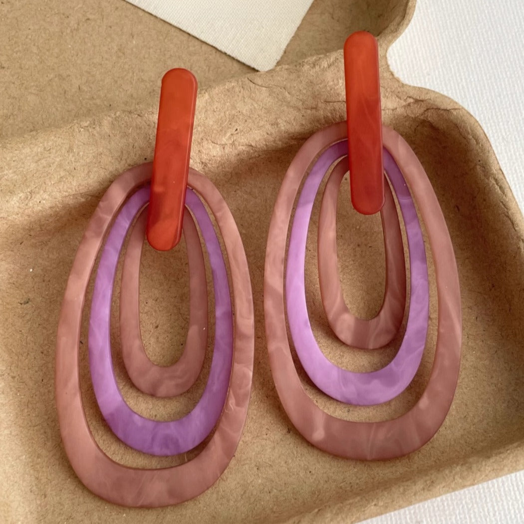 Earwish - Vintage Resin Statement Earrings - Eye-catching