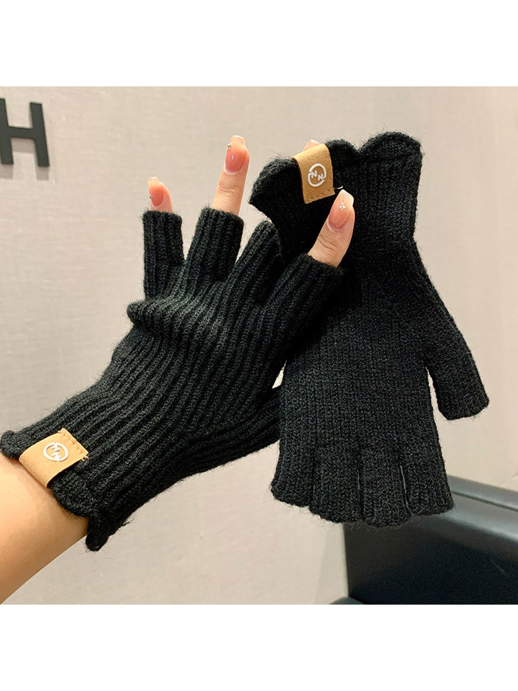 Gloving - Retro Ribbed Half Finger Winter Gloves