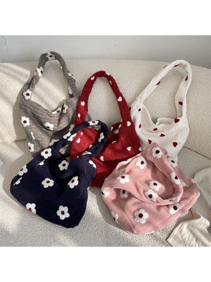 Cosbai - Floral Textured Shoulder Tote Bag