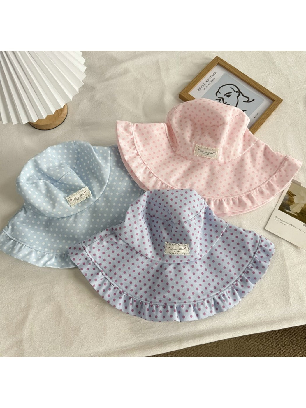 Haila - Ruffle Brim Polka Dot Casual Bucket Hat