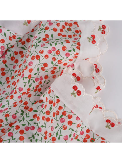 Haila - Cherry Print Curved Brim Headscarf Cap