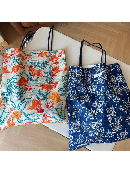 Cosbai - Ethnic Print Vertical Tote Bag