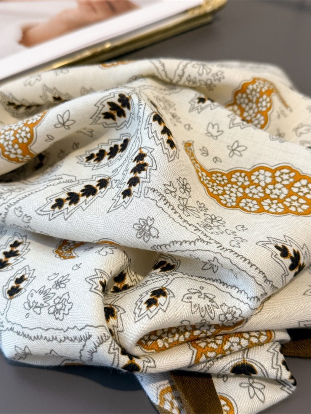 Scarvii - Paisley Floral Print Square Scarf – Vintage & Elegant