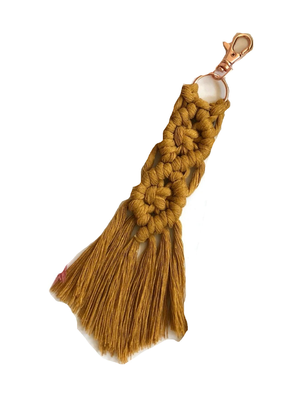 Koco Braided Keychain with Fringe Bag Charm & Accessory showing woven texture and tassel detail