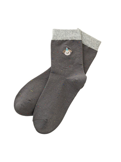 Rufia - Cute Cartoon Embroidered Mid-Calf Socks