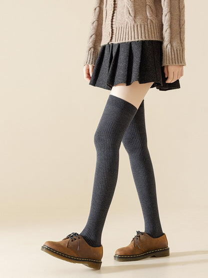 Rufia - Classic Solid-Color Knee-High Winter Socks for Girls