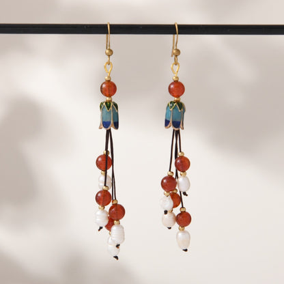 Earwish - Vintage Classic Beaded Long Fringe Earrings - Elegant & Chic