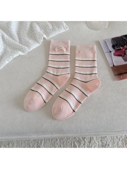 Rufia - Classic Striped Ribbed Crew Socks