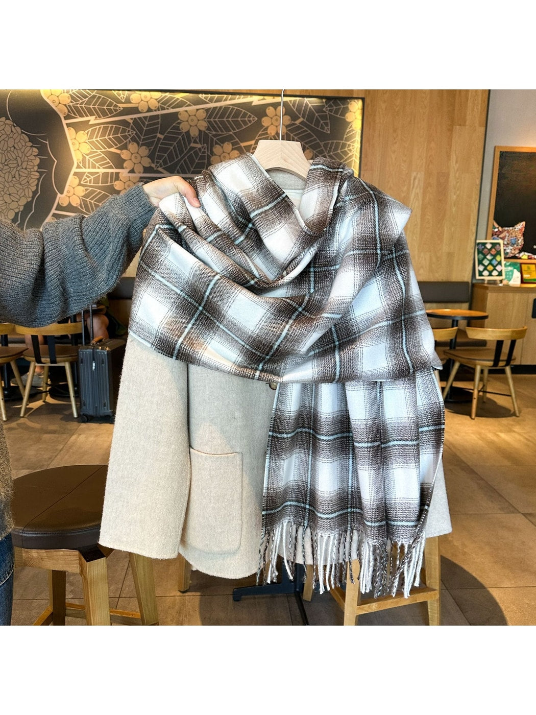 Scarvii - Classic Plaid Long Fringe Winter Scarf