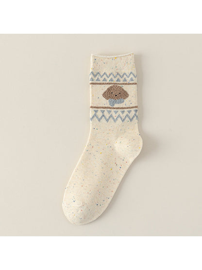 Rufia - Cute Cartoon Dog Mid-Calf Socks for Women