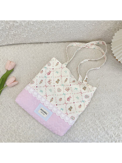 Cosbai - Floral Print Tote Shoulder Bag