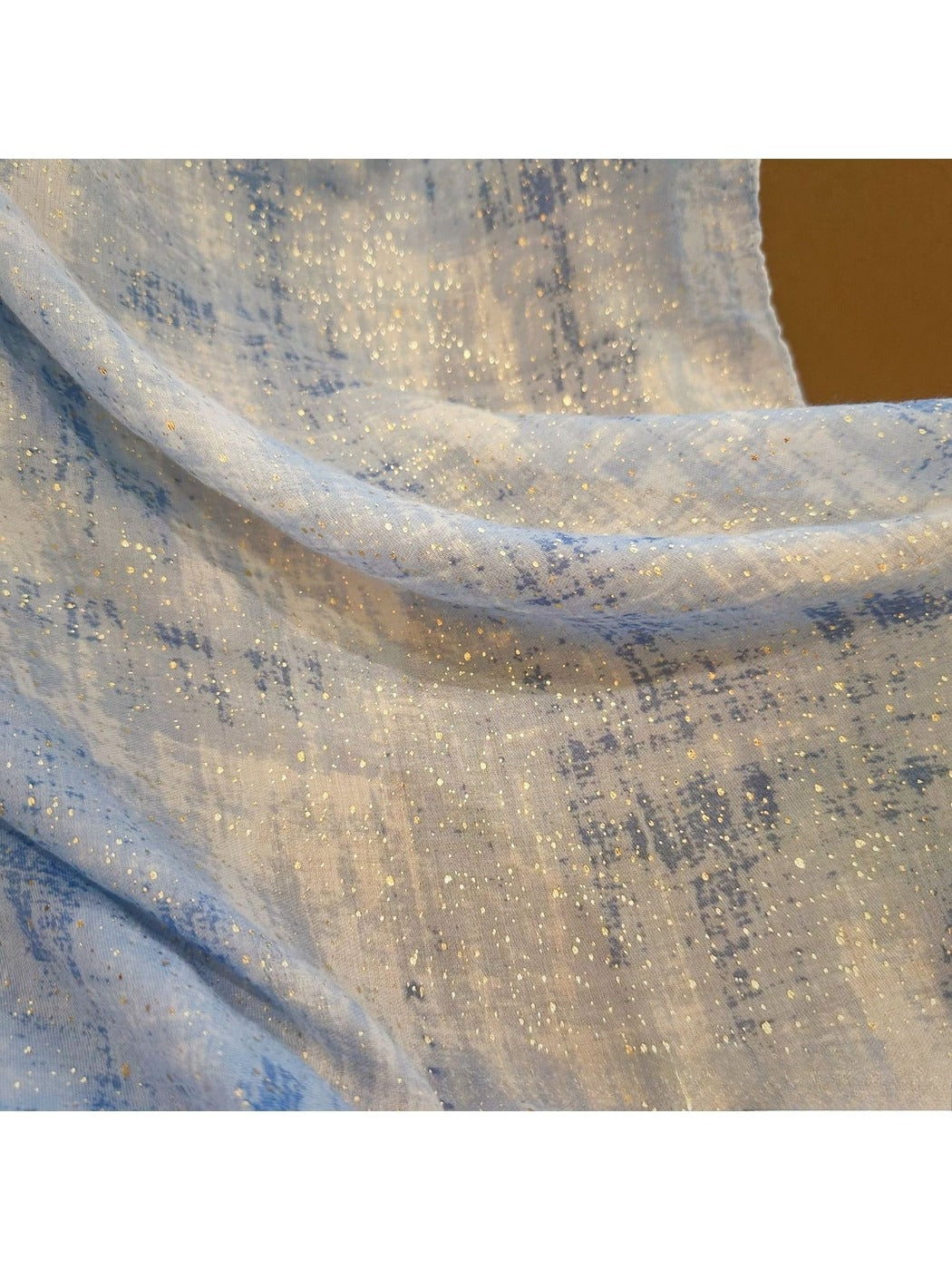 Scarvii - Elegant Light Blue Shimmer Dot Scarf