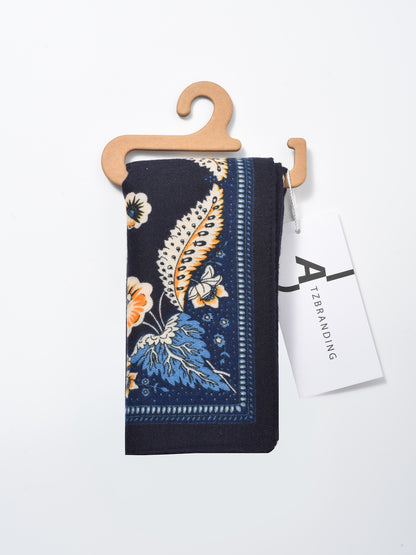 Scarvii - Retro Border Print Square Scarf