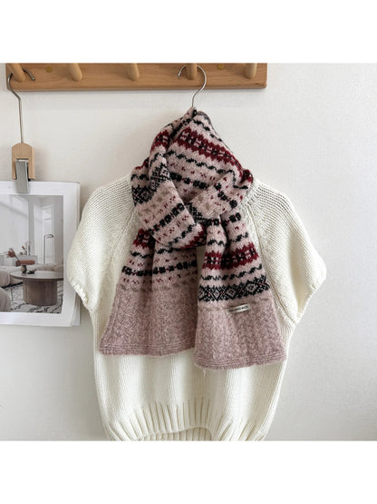 Scarvii - Geometric Zigzag Band Fuzzy Textured Scarf