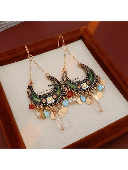 Earwish – Boho Moon Drop Tassel Earrings