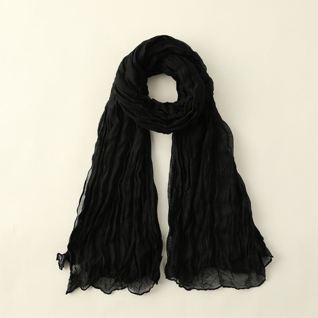 Scarvii - Solid Color Lightweight Ruched Scarf