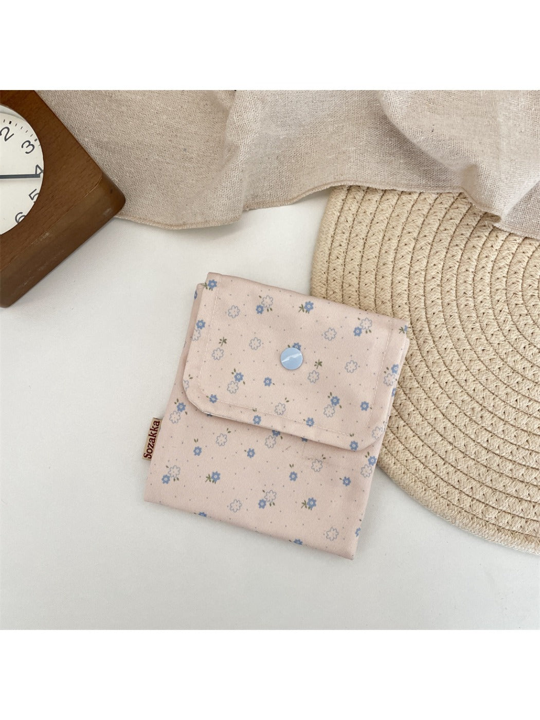 Cosbai Floral Print Coin Pouch displayed flat with visible floral motifs