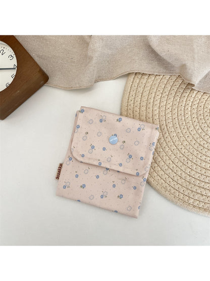 Cosbai Floral Print Coin Pouch displayed flat with visible floral motifs