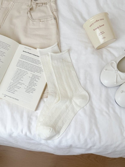 Rufia - Simple Solid Color Women's Crew Socks