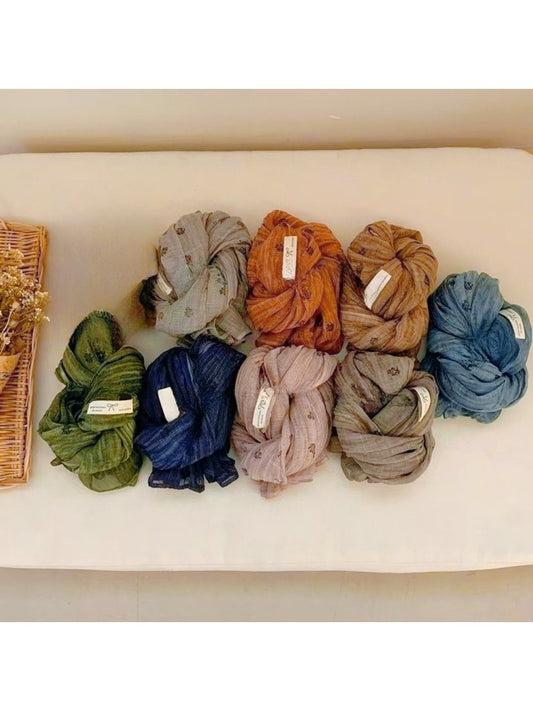 Scarvii - Vintage Crinkle Textured Scarf Shawl with Paisley Print