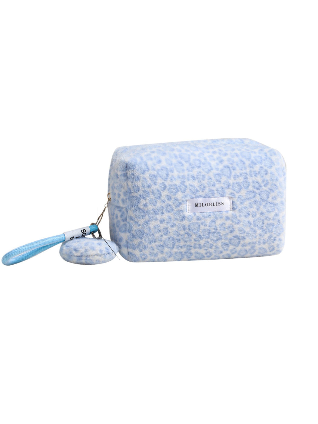 Cosbai - Fuzzy Leopard Cosmetic Pouch with Wristlet Strap detail view 7