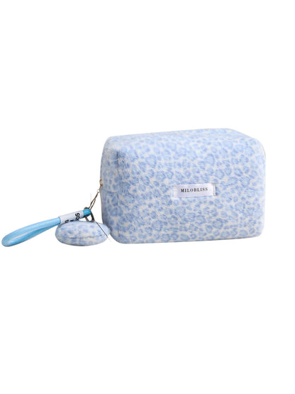 Cosbai - Fuzzy Leopard Cosmetic Pouch with Wristlet Strap detail view 7