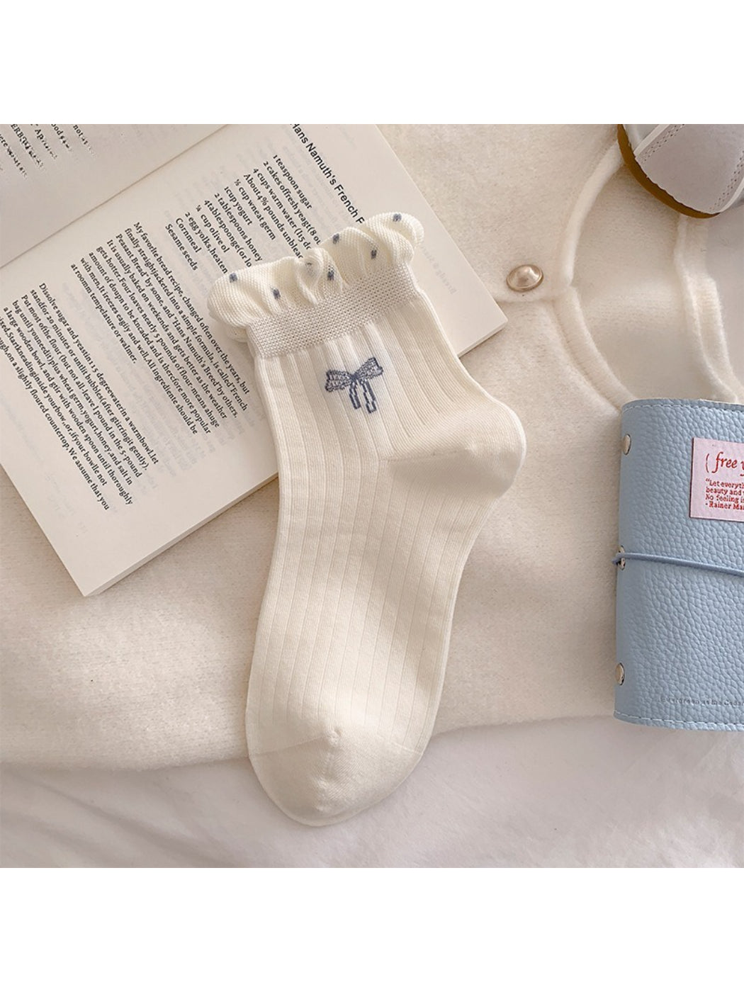 Rufia - Bow Embroidered Ruffle Crew Socks product image 5