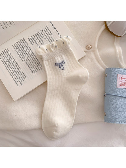 Rufia - Bow Embroidered Ruffle Crew Socks product image 5